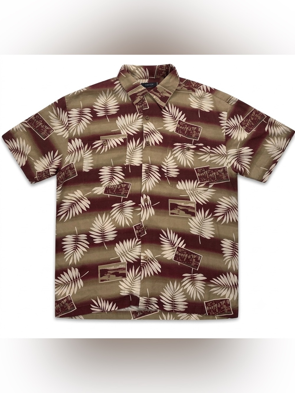 Visitor 100% Silk Hawaiian Button Down Short Sleeve Shirt